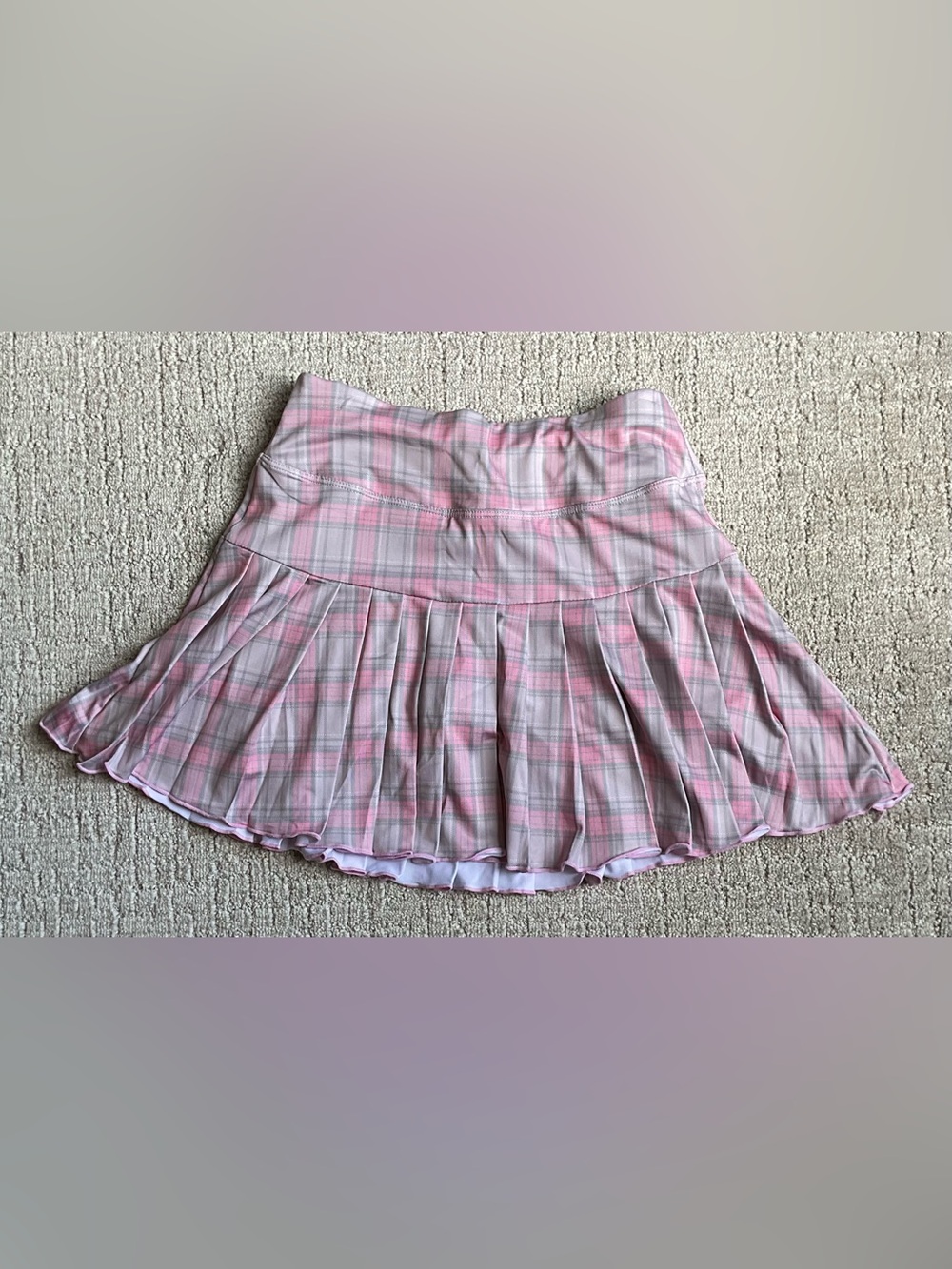 Pink Plaid Pleated Mini Skort
